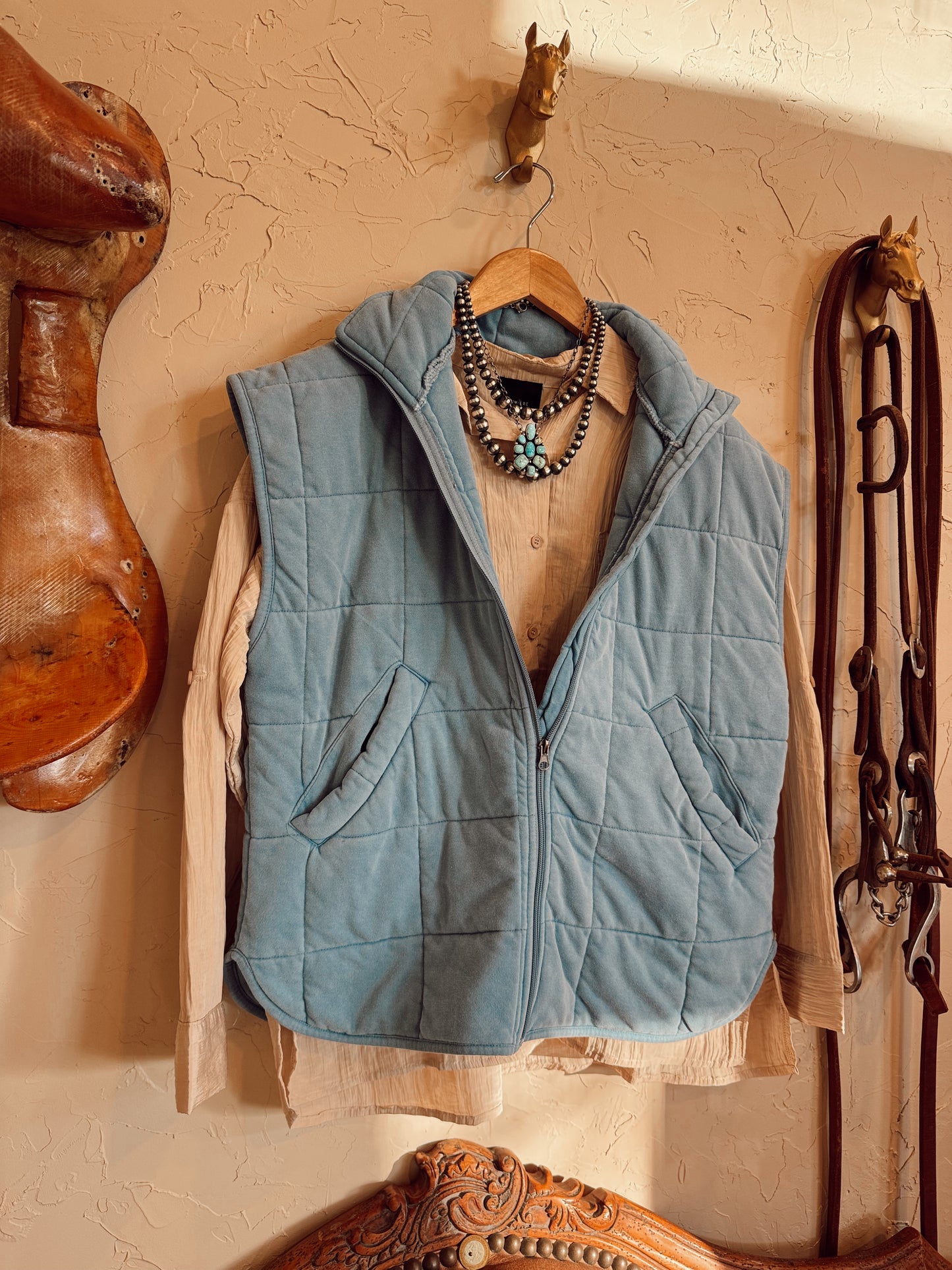 The Quilted Vest in Chambray