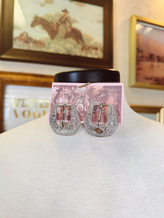 The Mini Buckle Betty Earrings in Silver