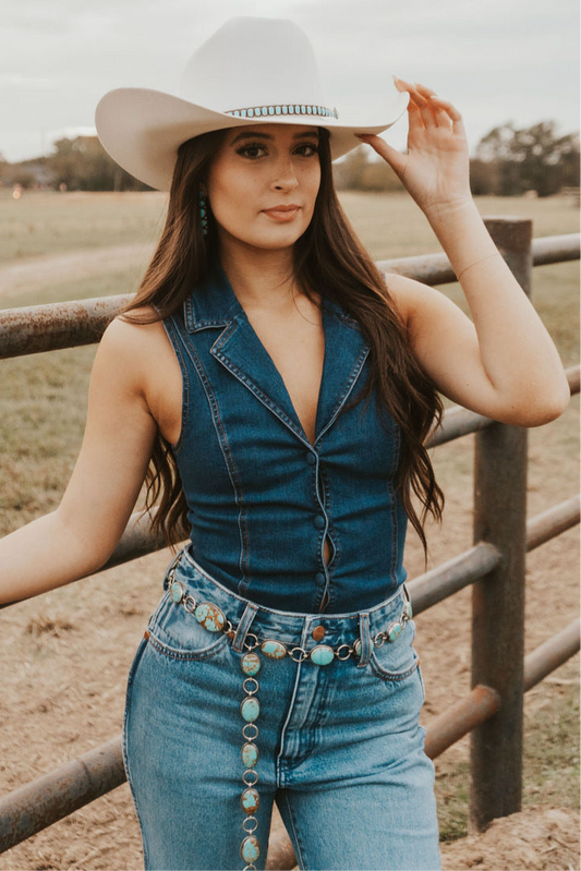 The Draper Denim Bodysuit
