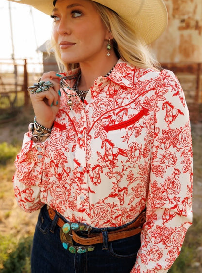 The Red Floral Horse Performance Top-BEST SELLER