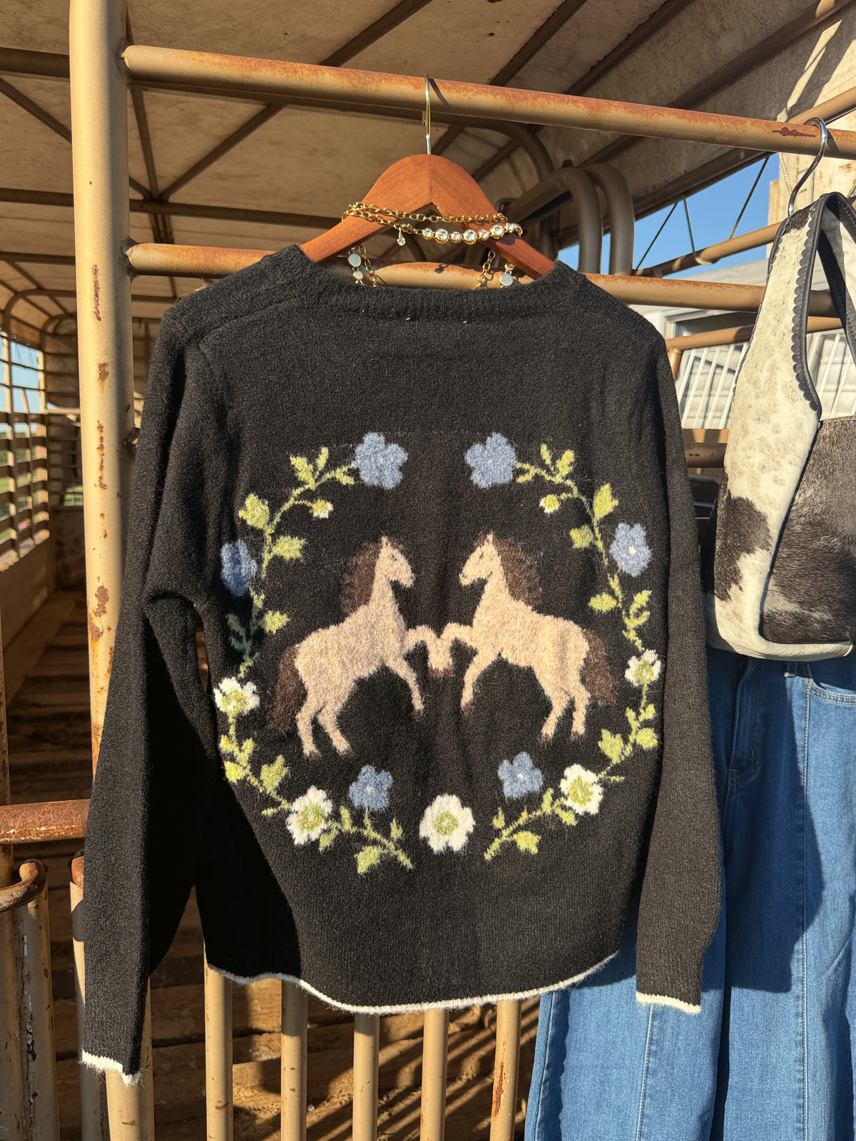 The Floral Filly Horseshoe Cardigan