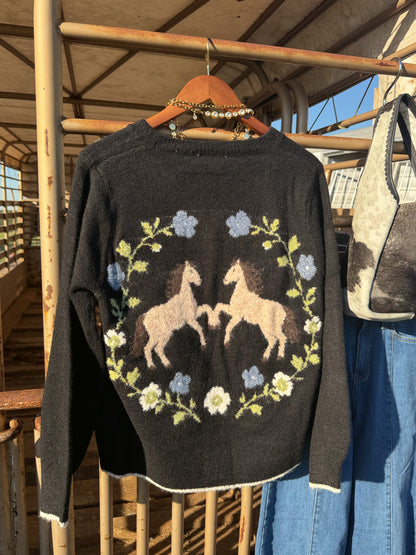 The Floral Filly Horseshoe Cardigan