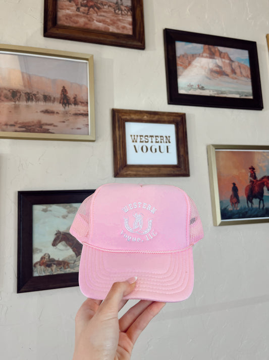 The Western Vogue Lucky Trucker Hat in Pink
