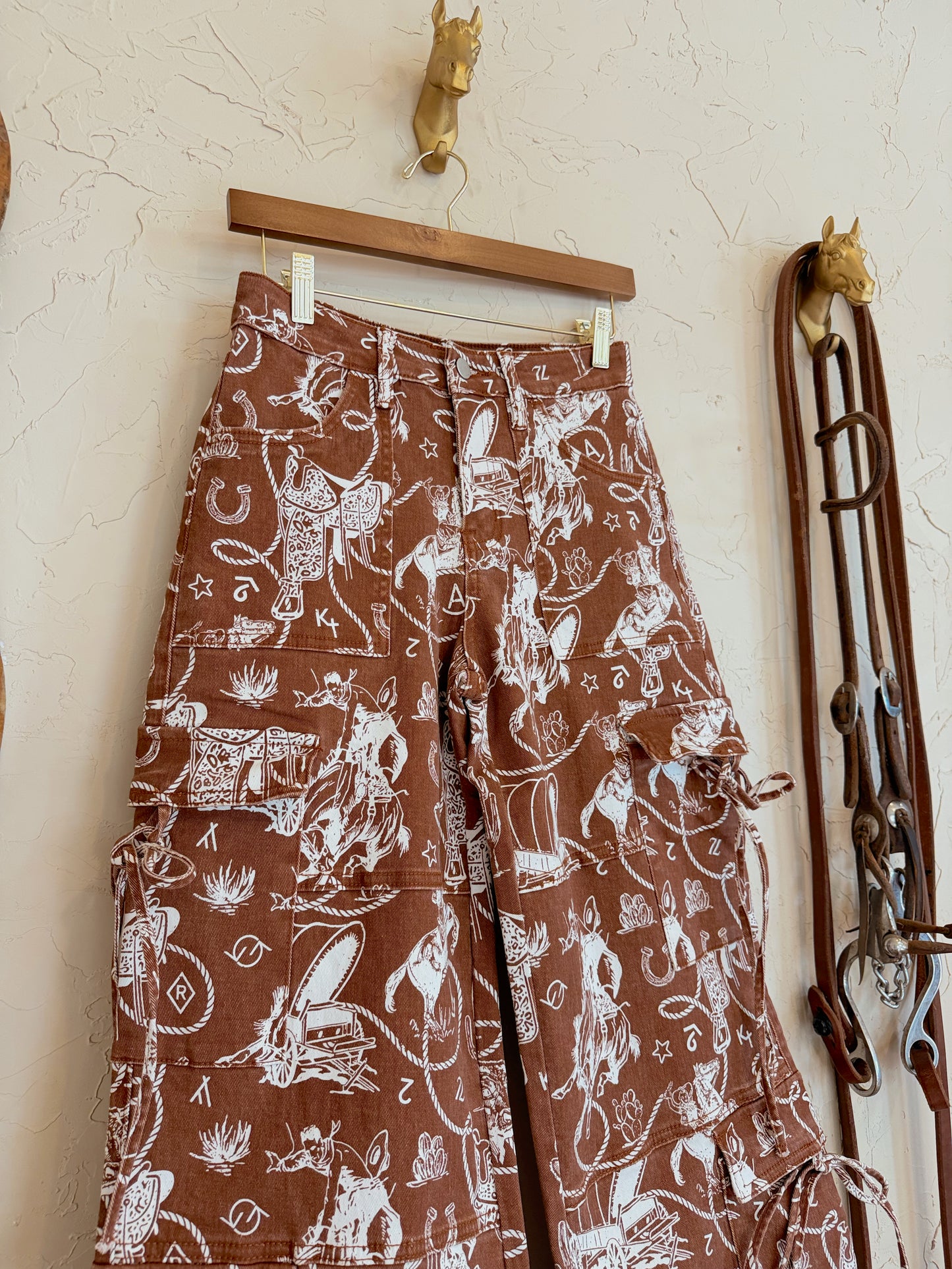 The Ranch Roundup Western Print Cargo Jeans