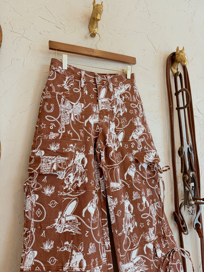 The Ranch Roundup Western Print Cargo Jeans