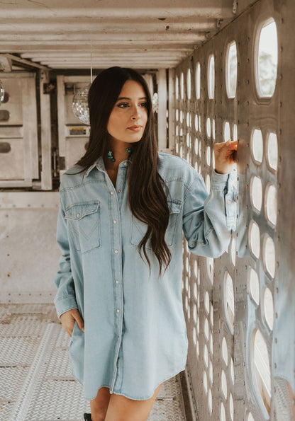 The Wrangler Oversized Light Vintage Indigo Denim Shirt