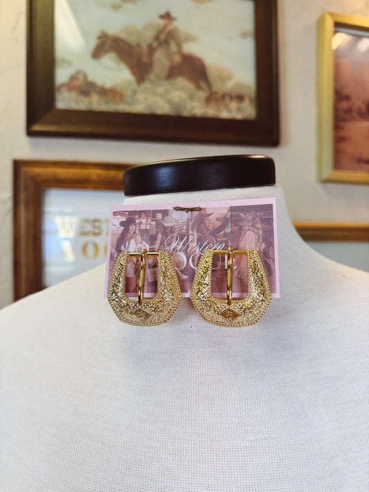 The Mini Buckle Betty Earrings in Gold
