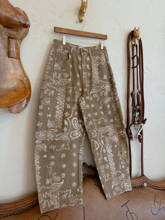 The Dun Paisley Barrel Jeans