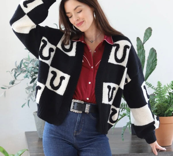 The Horseshoe Cardigan in Black