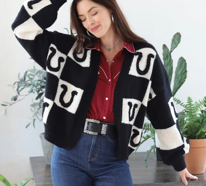 The Horseshoe Cardigan in Black