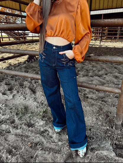 The Ariat Rinse Western Wide Jeans