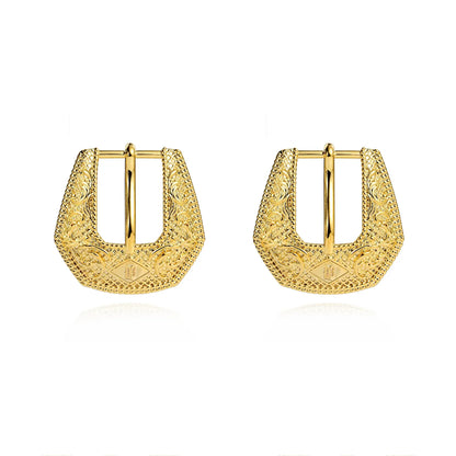 The Mini Buckle Betty Earrings in Gold