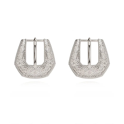 The Mini Buckle Betty Earrings in Silver