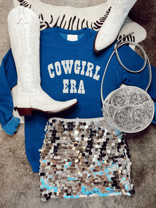 The Cowgirl Era Sweatshirt in Blue