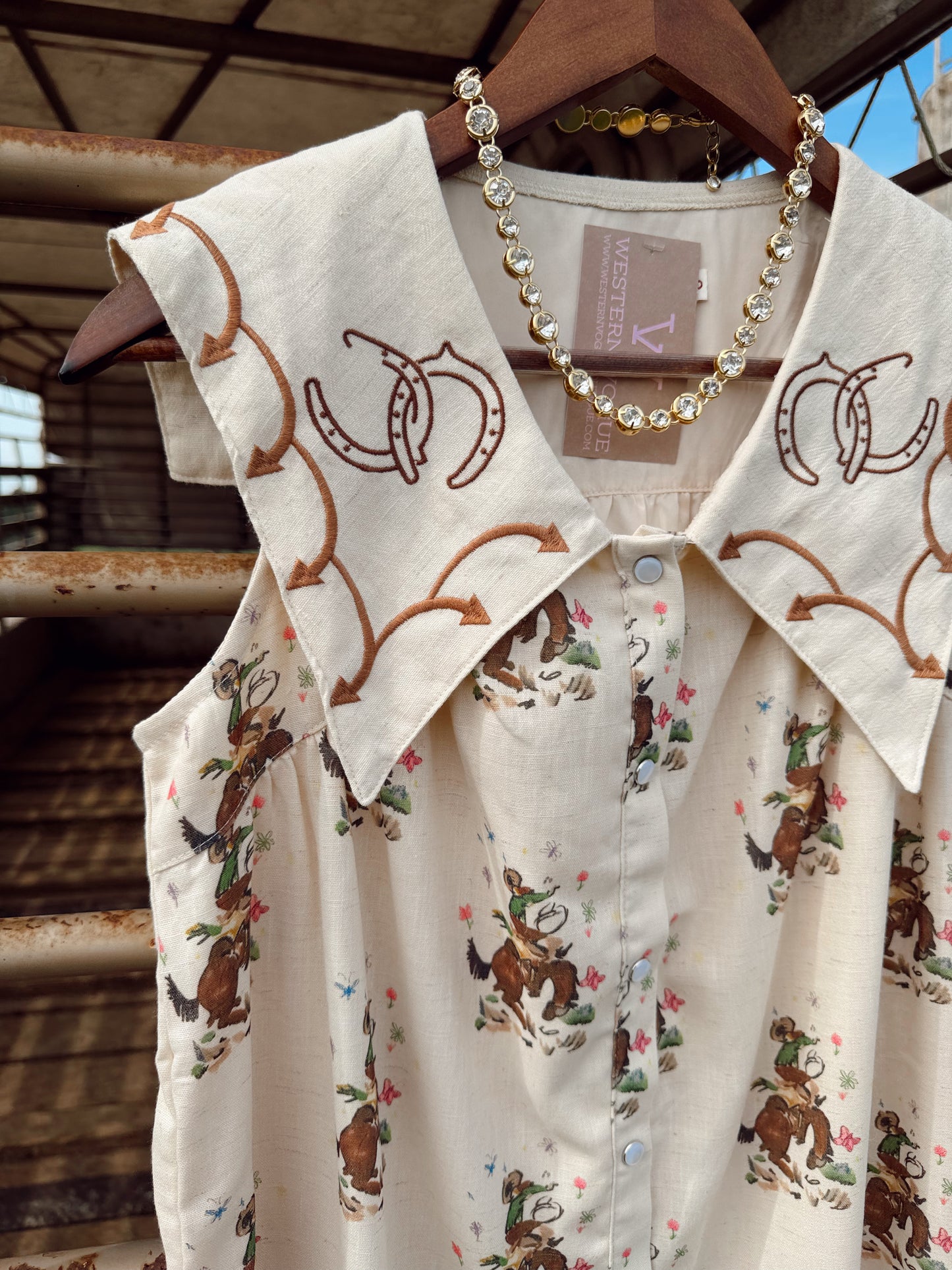 The Embroidered Cowboy Print Dress