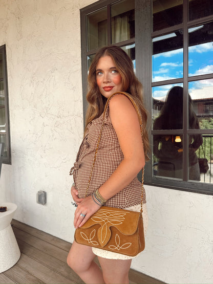 The Gingham Vest in Brown