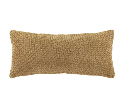 Woven Suede Lumbar Pillow in Butterscotch