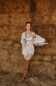 The Randa Cropped Blazer Set in Ivory