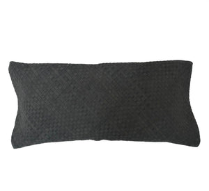 The Woven Suede Lumbar Pillow in Black