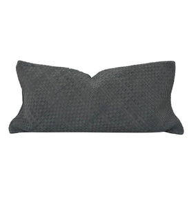 The Woven Suede Lumbar Pillow in Black