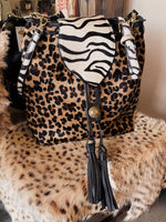 Load image into Gallery viewer, The Double J Jaguar/Zebra Messenger Tote
